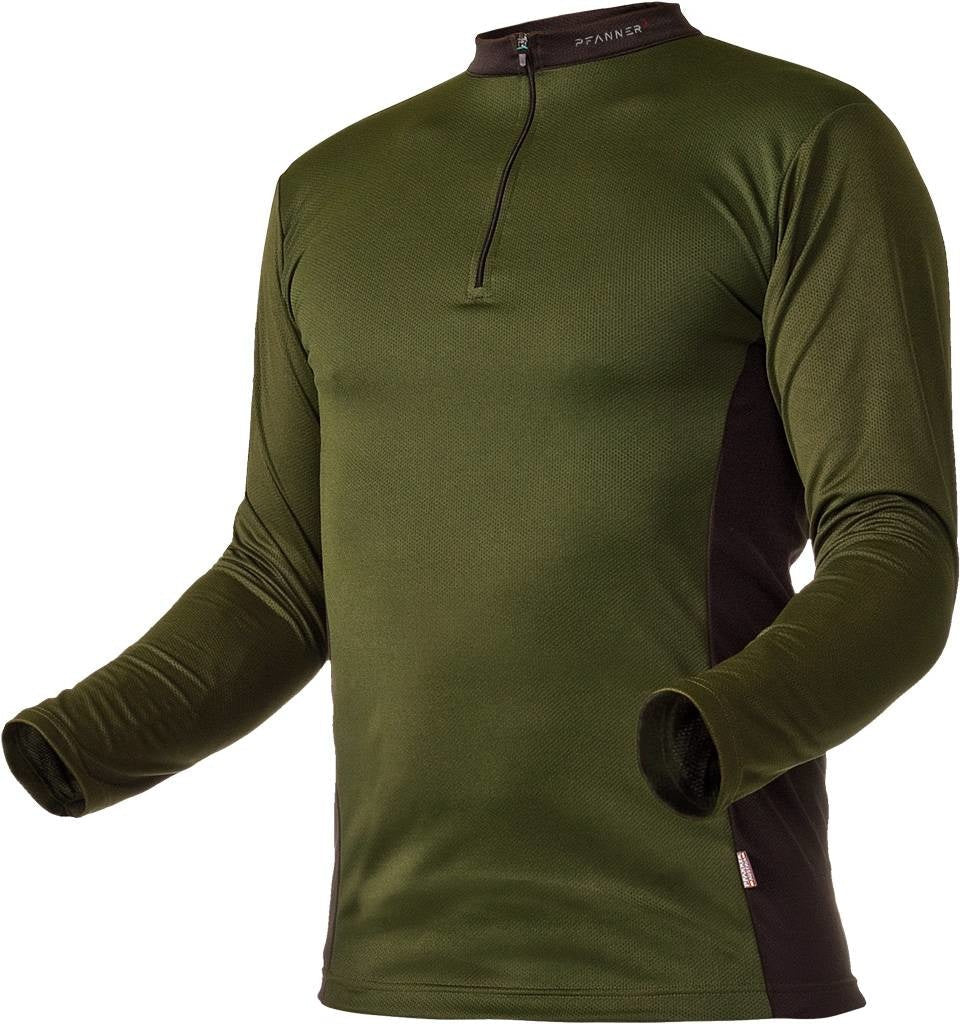 Zipp-Neck Shirt Waldgrün langarm - PFANNER®