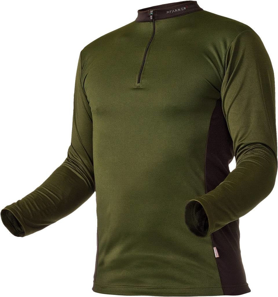Zipp-Neck Shirt Waldgrün langarm - PFANNER®